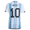 Camiseta de fútbol Argentina 3 Star MESSI 10 Niño 1ª equipación Copa Mundo 2022